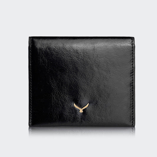 Mapi 5501 Women Leather Card Holder With Flap Black Light Gold