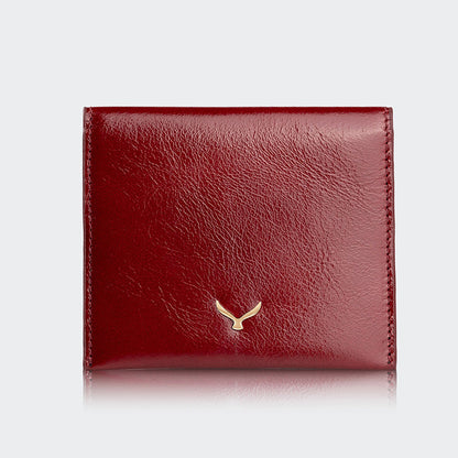 Mapi 5501 Women Leather Card Holder With Flap Light Burgundy Light Gold