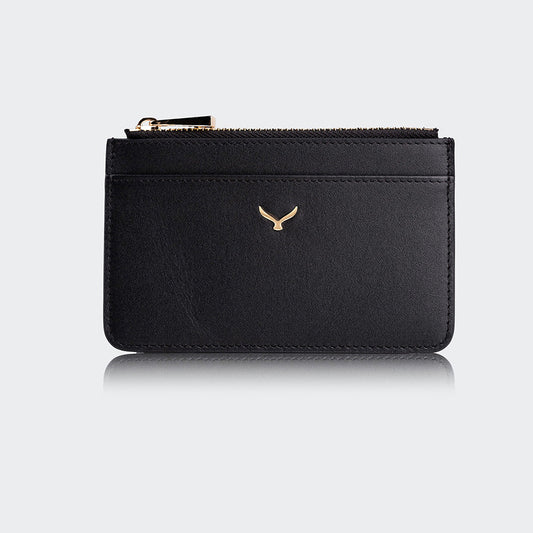 Mapi 5507 Women Leather Card Holder With Zipper Black Light Gold
