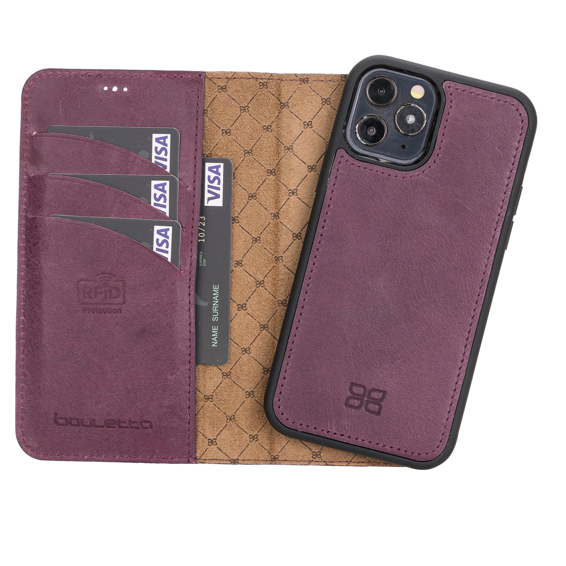 Bouletta Magic iPhone 12 Series Detachable Leather Wallet Case - MW I Phone 12 Pro I Phone 12 Purple