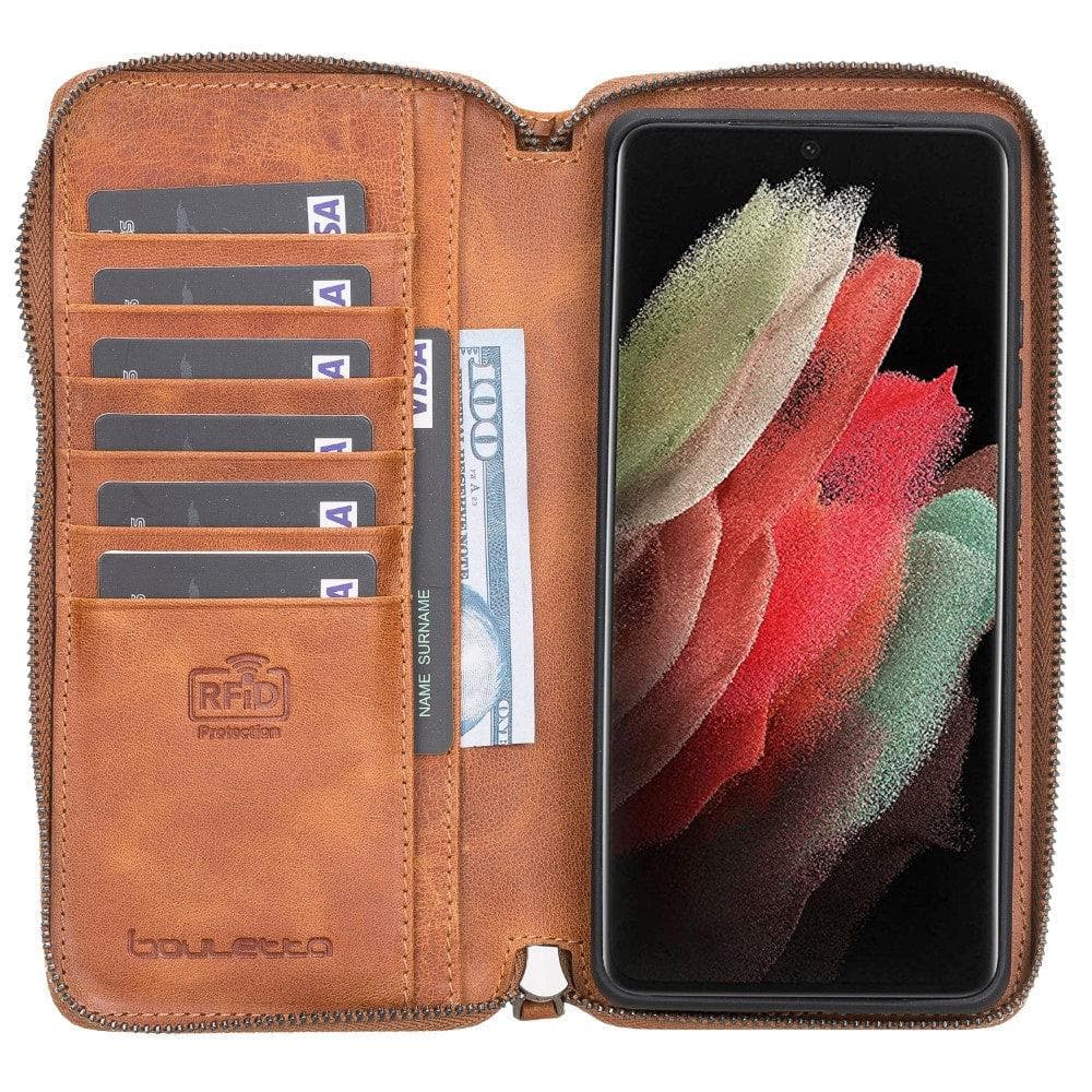 Bouletta Pouch Magic Wallet Samsung Galaxy S21 Series Detachable and Zipper Leather Wallet Case - PMW