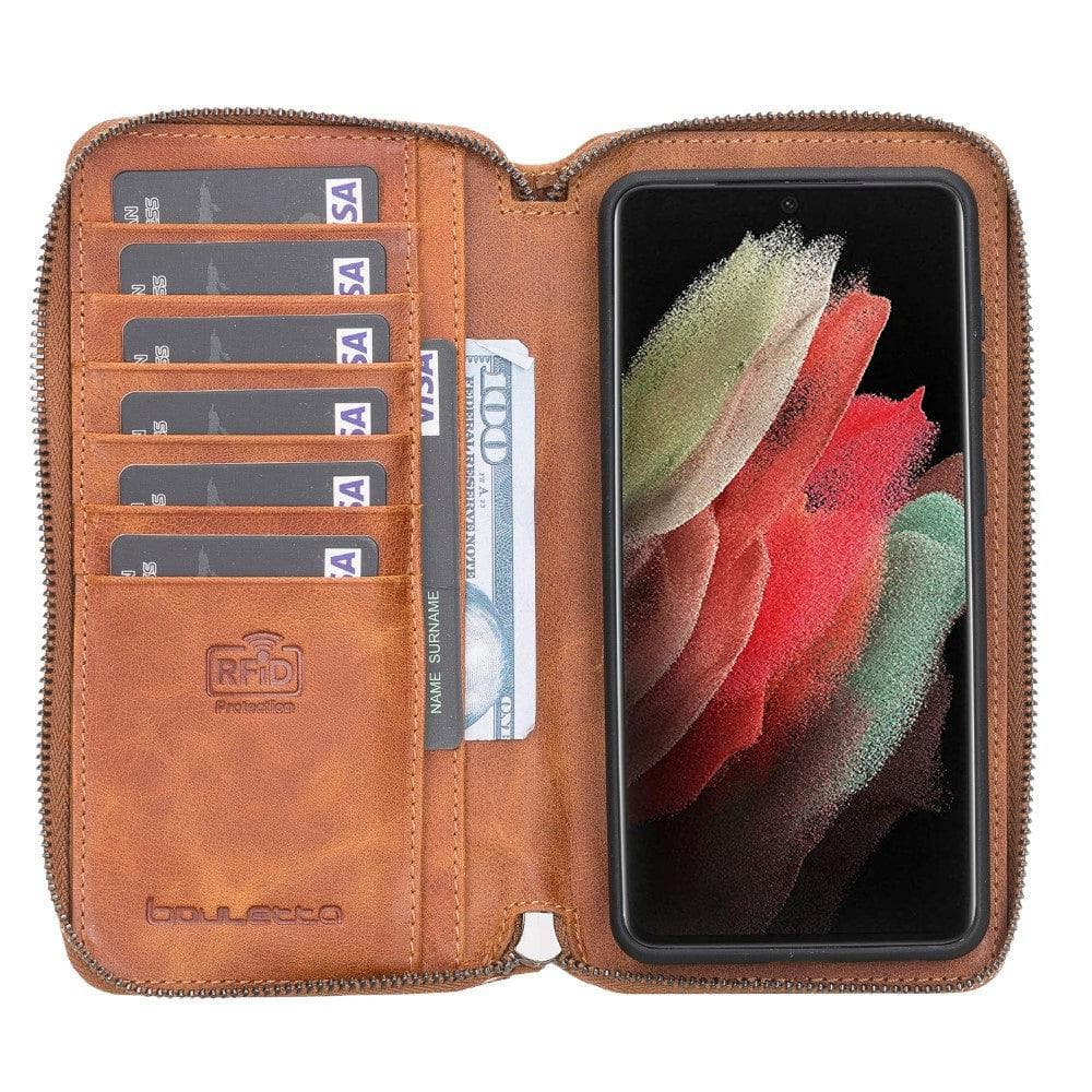 Bouletta Pouch Magic Wallet Samsung Galaxy S21 Series Detachable and Zipper Leather Wallet Case - PMW