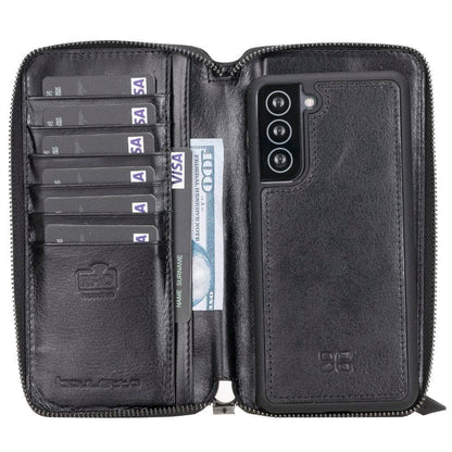 Bouletta Pouch Magic Wallet Samsung Galaxy S21 Series Detachable and Zipper Leather Wallet Case - PMW S21 Plus Black