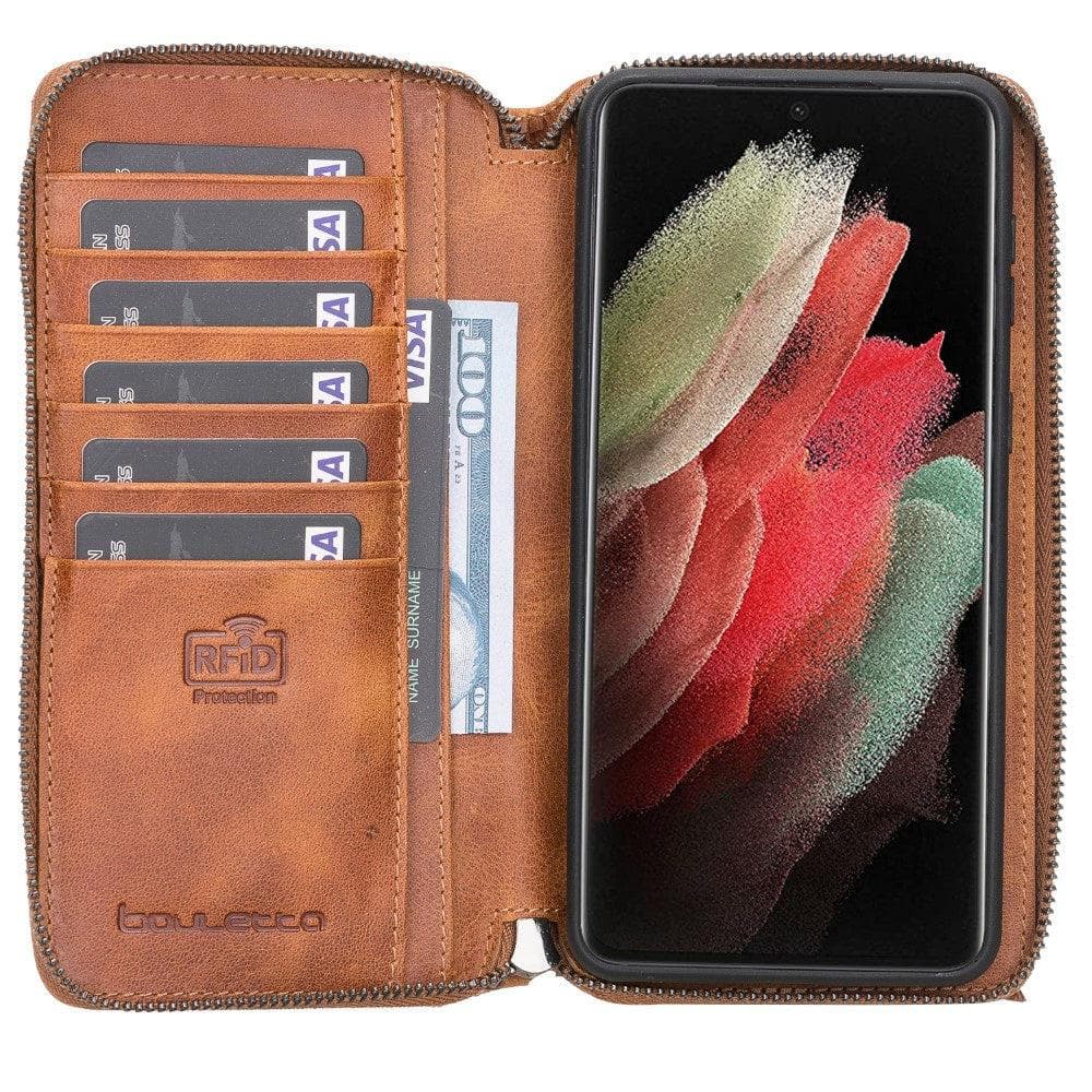 Bouletta Pouch Magic Wallet Samsung Galaxy S21 Series Detachable and Zipper Leather Wallet Case - PMW