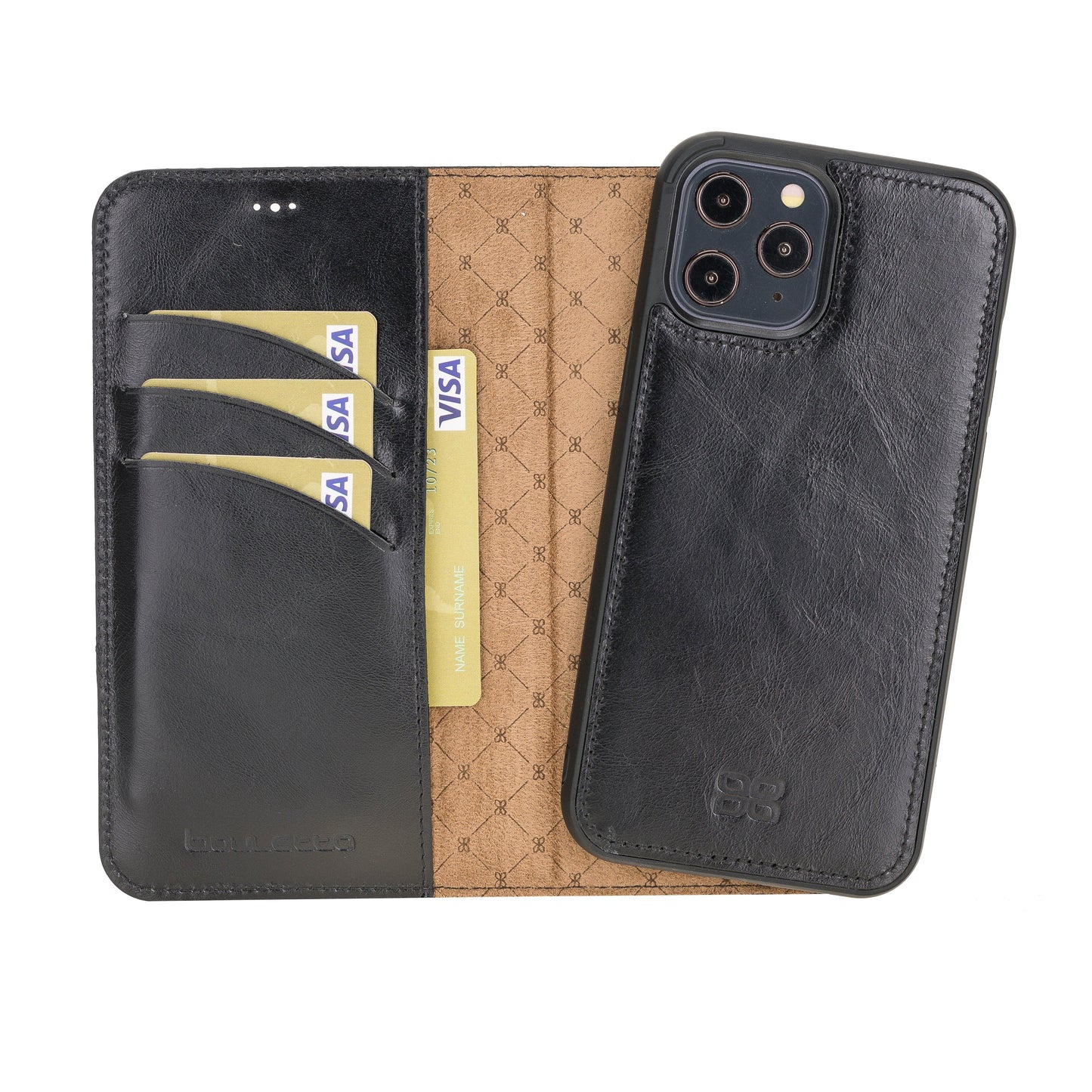 Bouletta Magic iPhone 12 Series Detachable Leather Wallet Case - MW I Phone 12 Pro Max Black