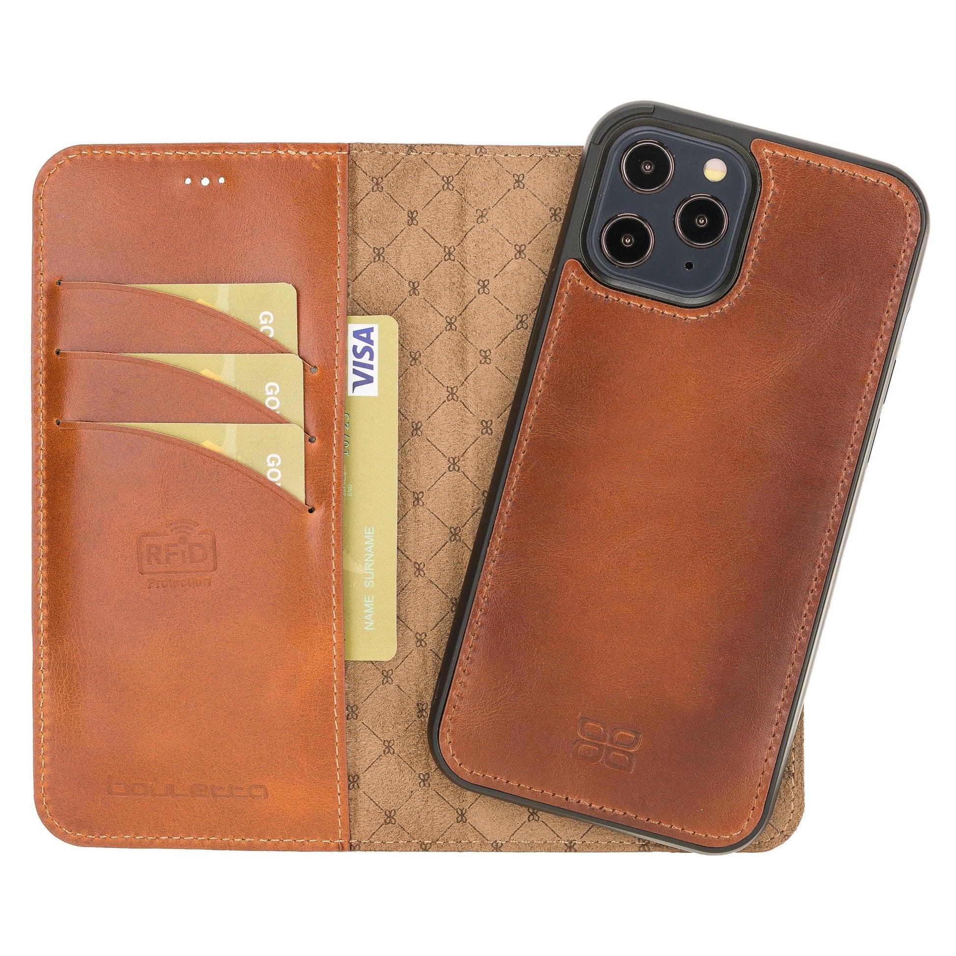 Bouletta Magic iPhone 12 Series Detachable Leather Wallet Case - MW I Phone 12 Pro I Phone 12 Tan