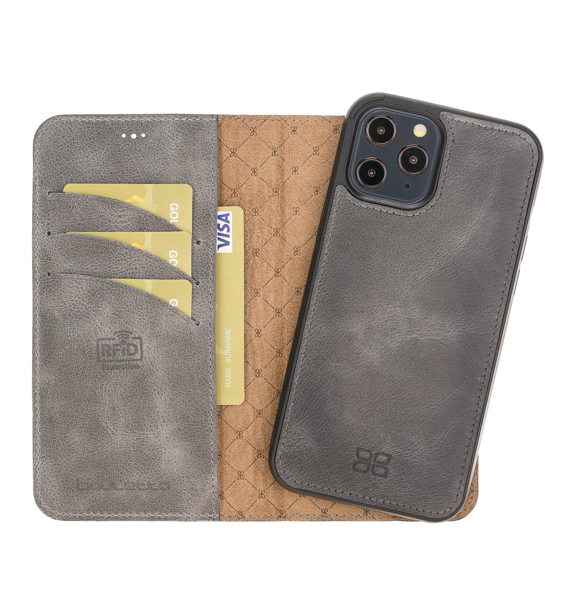 Bouletta Magic iPhone 12 Series Detachable Leather Wallet Case - MW I Phone 12 Pro I Phone 12 Gray