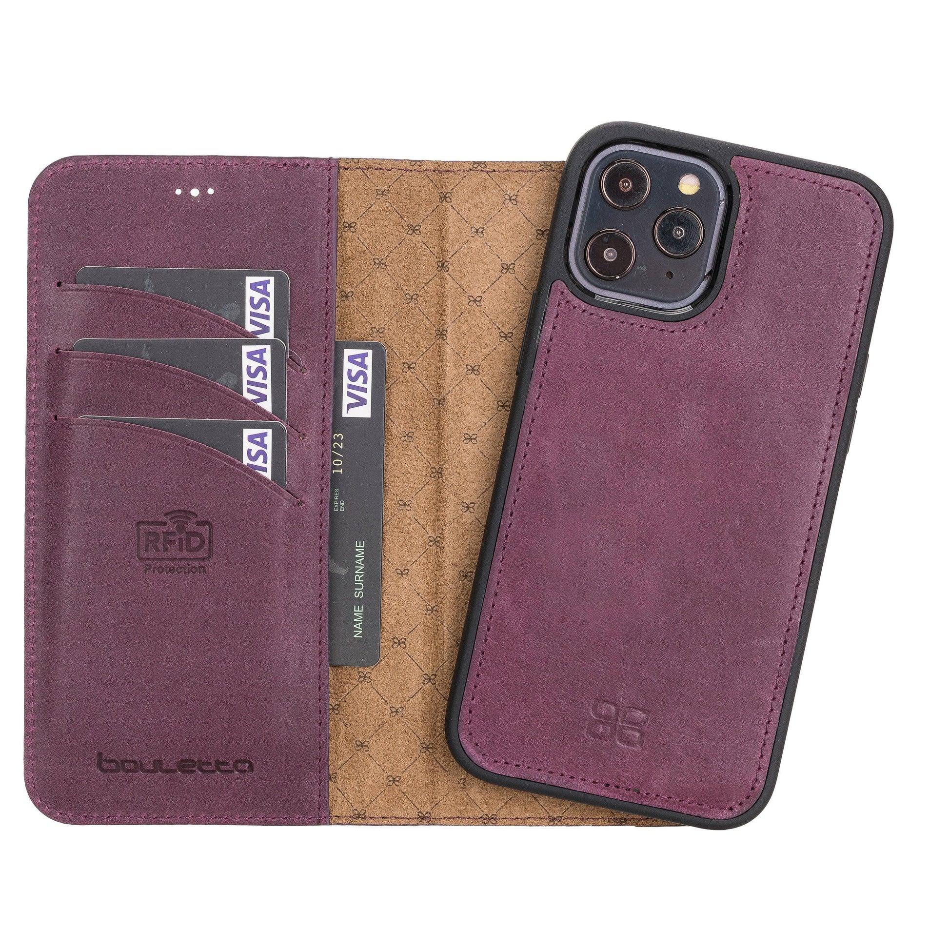 Bouletta Magic iPhone 12 Series Detachable Leather Wallet Case - MW I Phone 12 Pro Max Purple