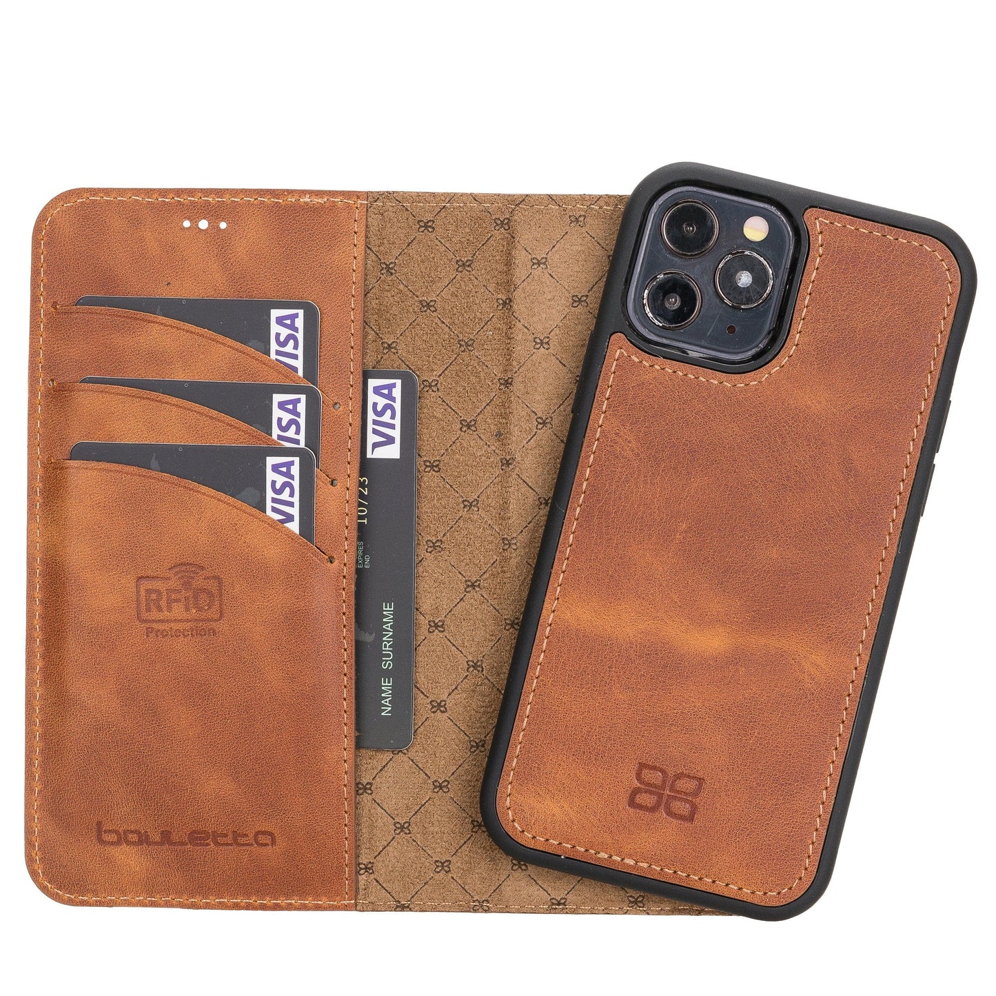 Bouletta Magic iPhone 12 Series Detachable Leather Wallet Case - MW I Phone 12 Pro I Phone 12 Golden Tan