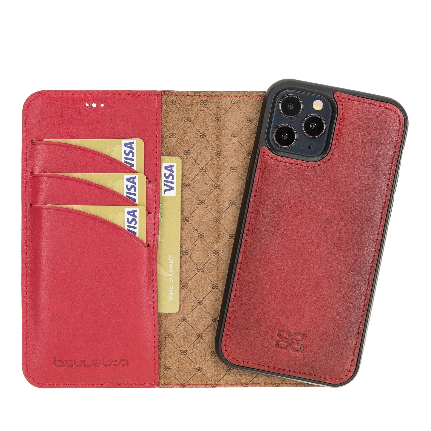 Bouletta Magic iPhone 12 Series Detachable Leather Wallet Case - MW I Phone 12 Pro I Phone 12 Red