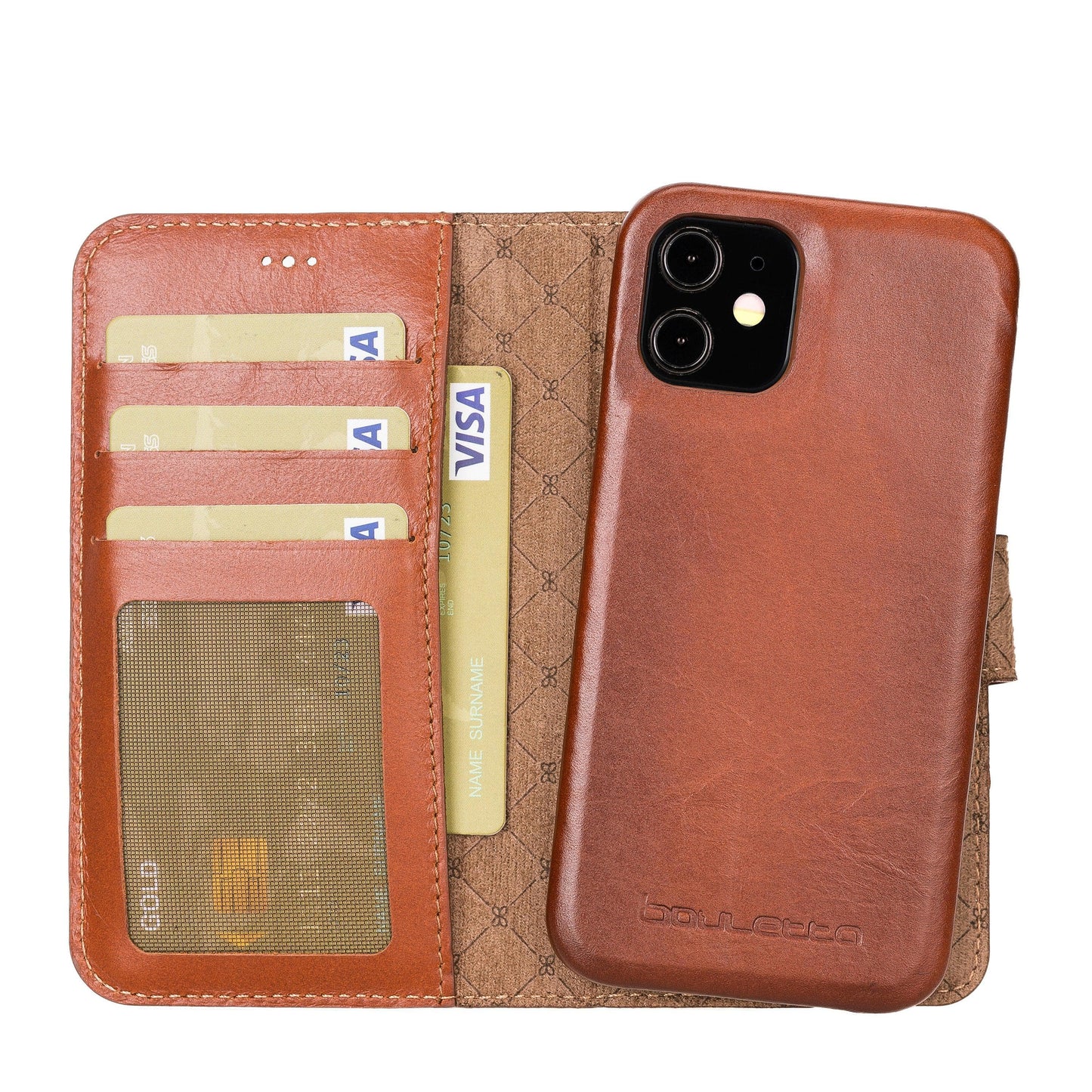 Bouletta F360 Magic Leather iPhone 12 Mini Detachable Wallet Case Tan