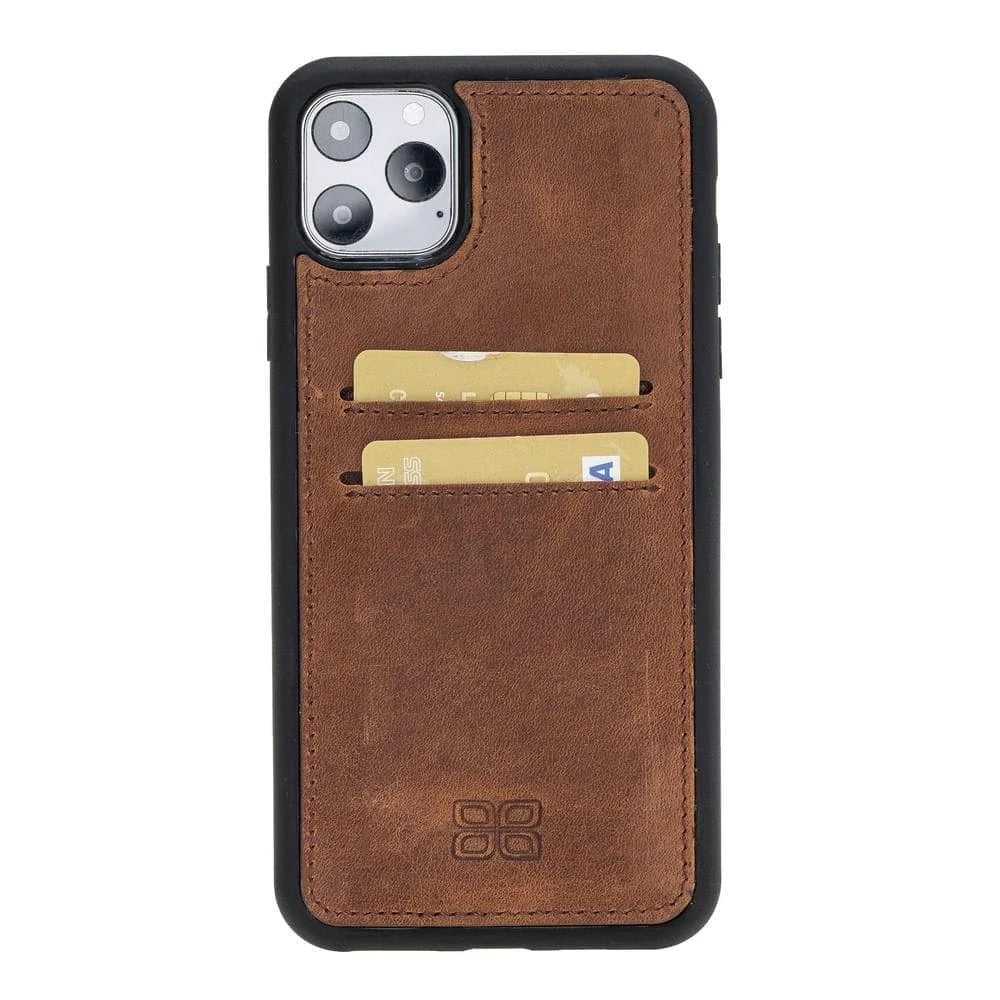 Bouletta Flex Cover Leather iPhone 11 Pro Max Case with Card Holder Saddle Brown