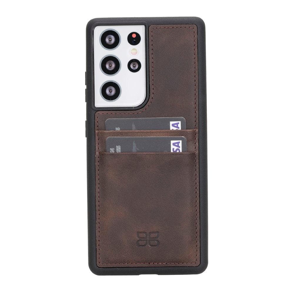 Bouletta Flex Cover Leather Samsung Galaxy S21 Ultra Case with Card Holder Brown