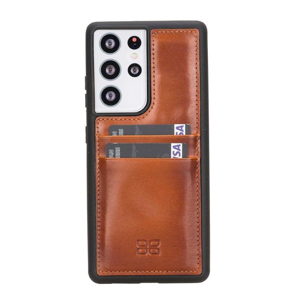 Bouletta Flex Cover Leather Samsung Galaxy S21 Ultra Case with Card Holder Tan