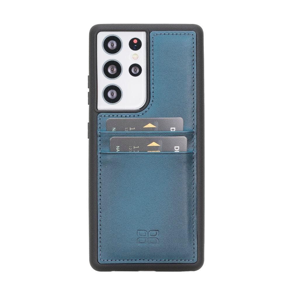 Bouletta Flex Cover Leather Samsung Galaxy S21 Ultra Case with Card Holder Blue