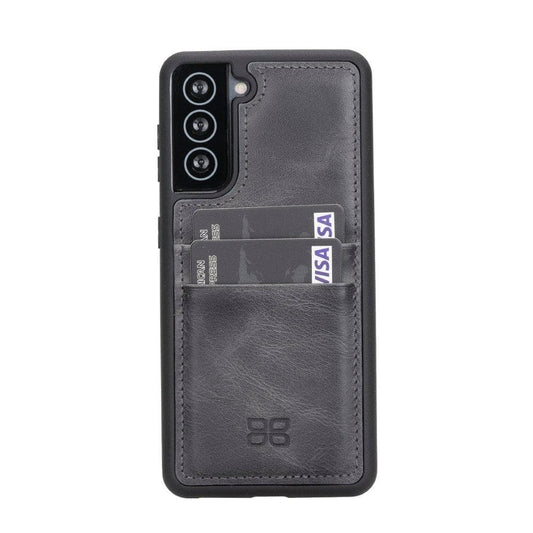 Bouletta Genuine Leather Flex Cover Case for Samsung Galaxy S21 with Card Holder Gray