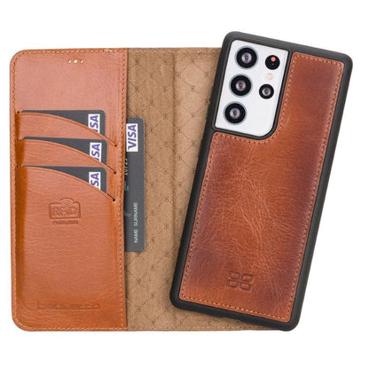 Bouletta Magic Samsung Galaxy S21 Series Detachable Leather Wallet Case - MW Galaxy S21 Ultra Tan