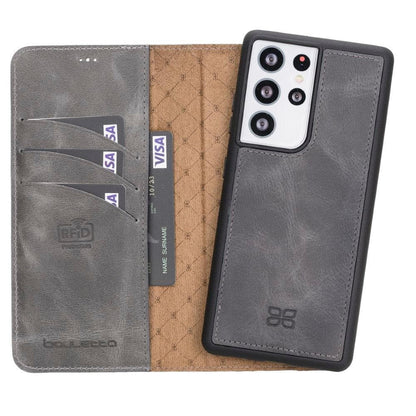 Bouletta Magic Samsung Galaxy S21 Series Detachable Leather Wallet Case - MW Galaxy S21 Ultra Gray