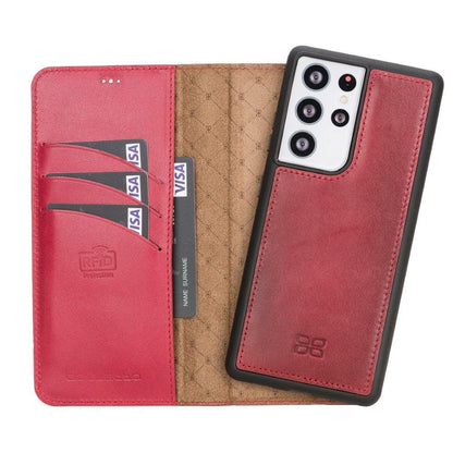 Bouletta Magic Samsung Galaxy S21 Series Detachable Leather Wallet Case - MW Galaxy S21 Ultra Red