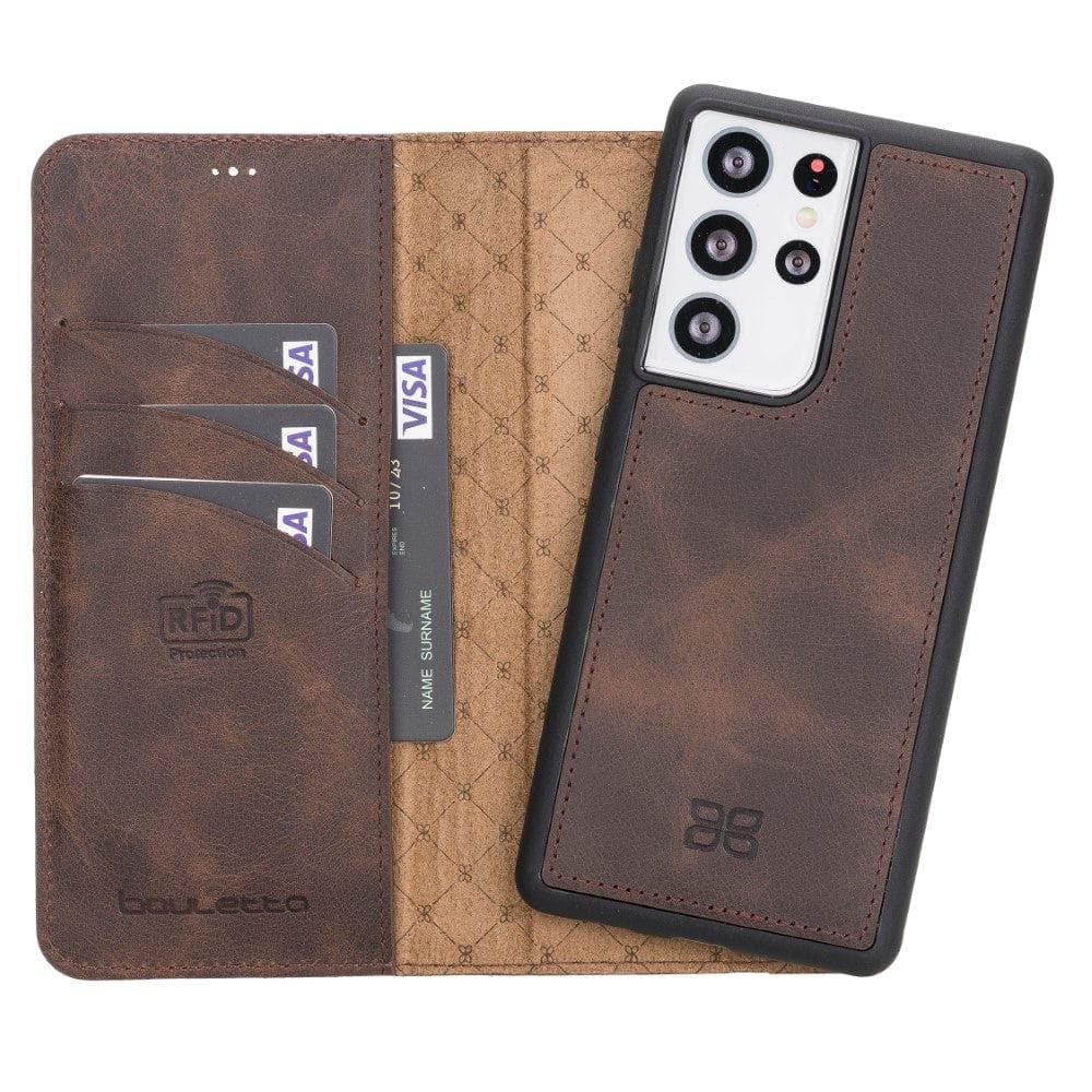 Bouletta Magic Samsung Galaxy S21 Series Detachable Leather Wallet Case - MW Galaxy S21 Ultra Brown