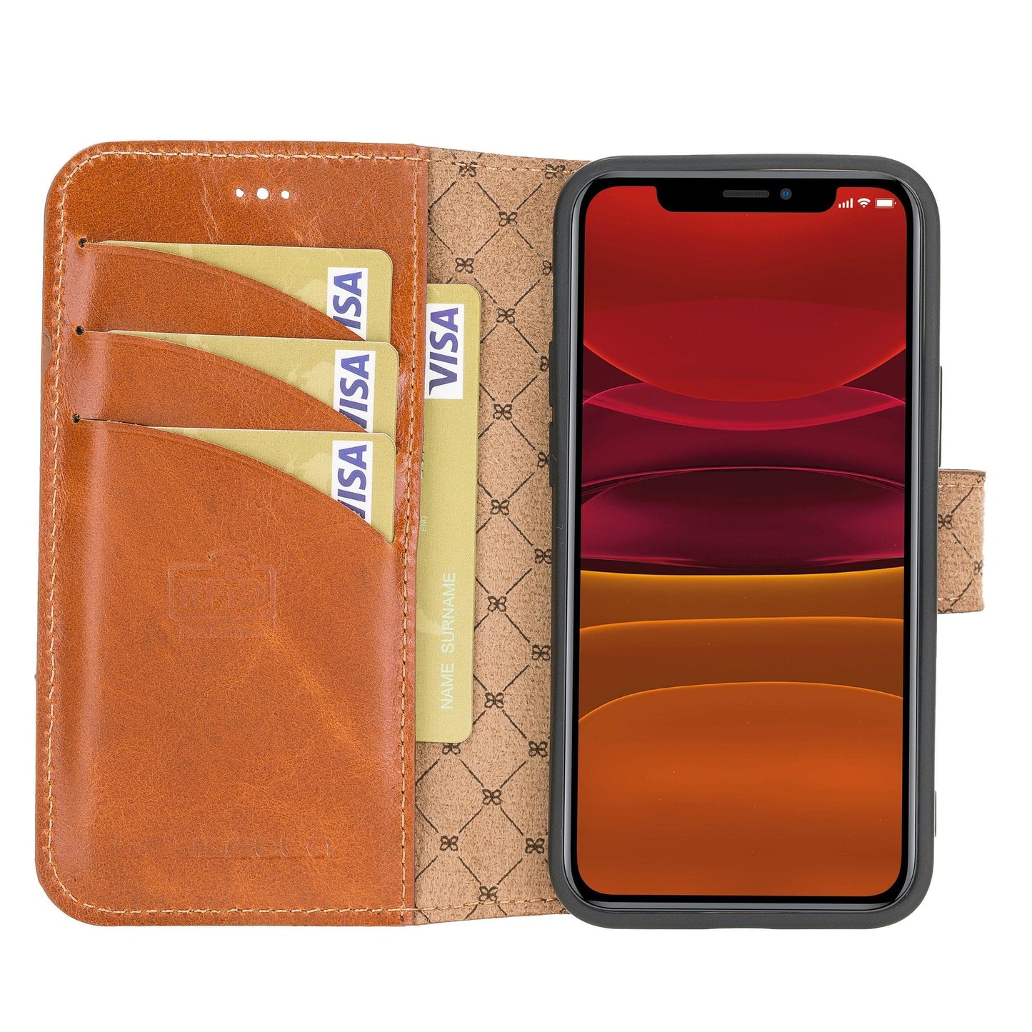 Bouletta Wallet Case iPhone 12 Series Non-Detachable Leather Wallet Case - WC I Phone 12 Mini Tan