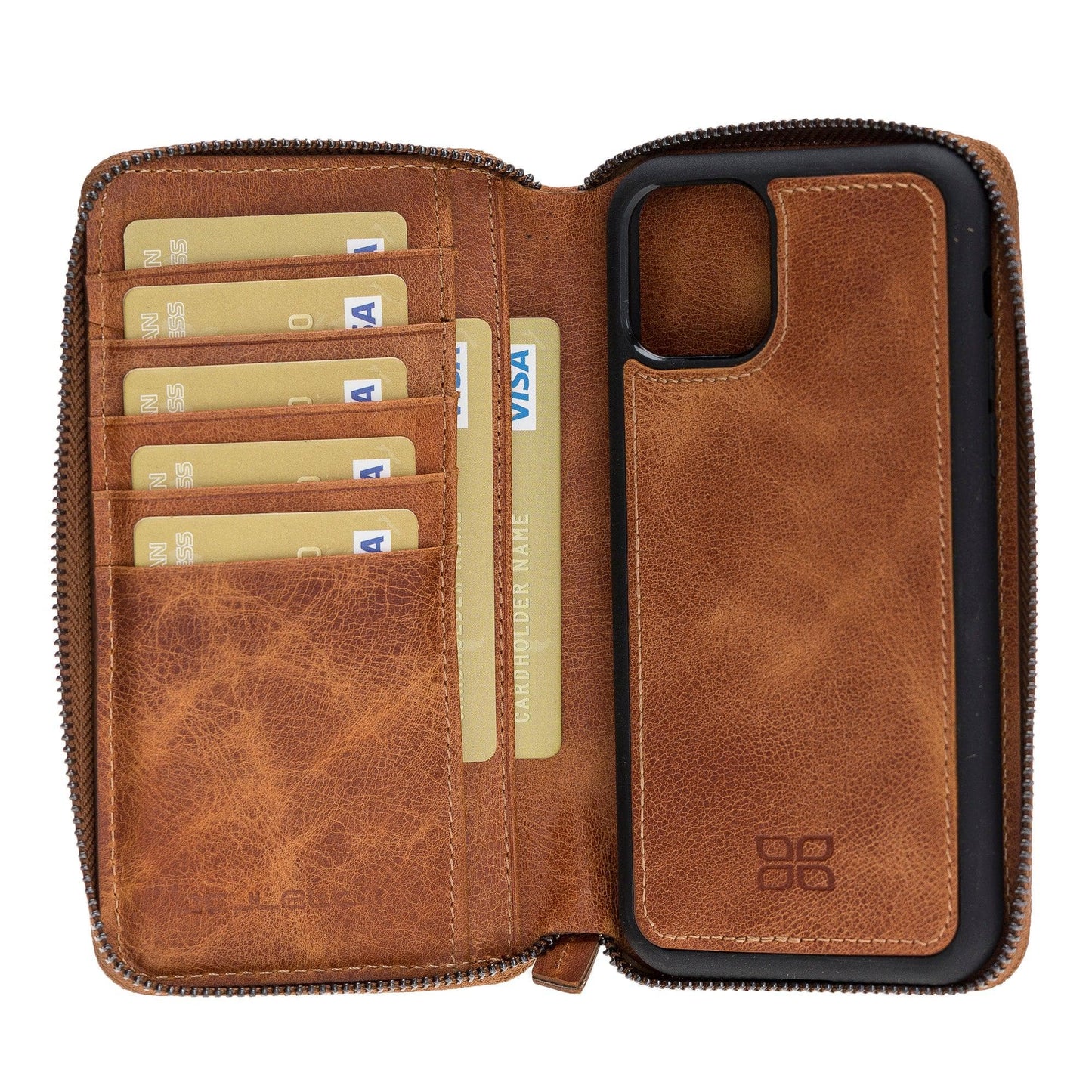 Bouletta Pouch Magic Wallet iPhone 11 Series Detachable and Zipper Leather Wallet Case - PMW I Phone 11 Pro Sandy Tan