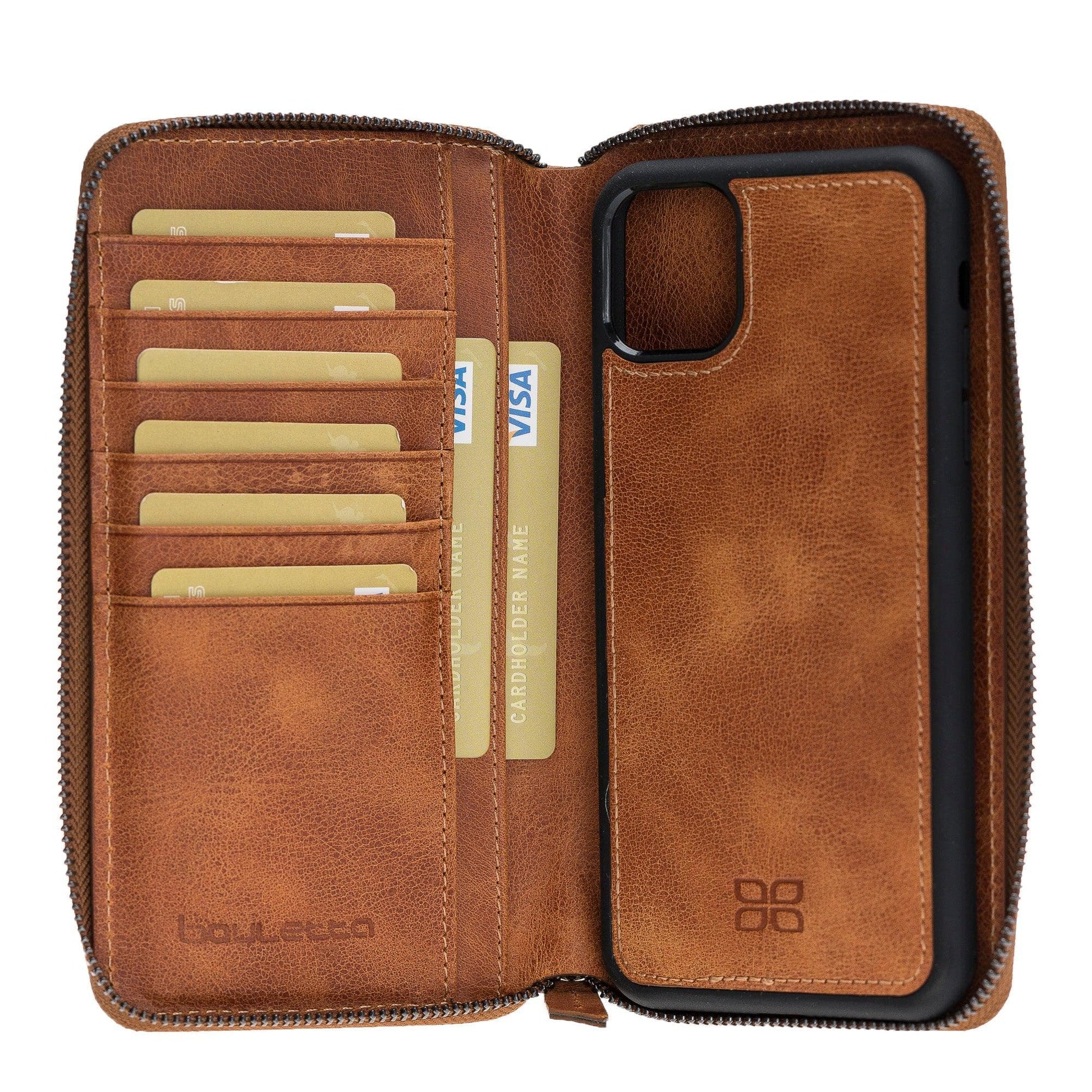 Bouletta Pouch Magic Wallet iPhone 11 Series Detachable and Zipper Leather Wallet Case - PMW I Phone 11 Sandy Tan