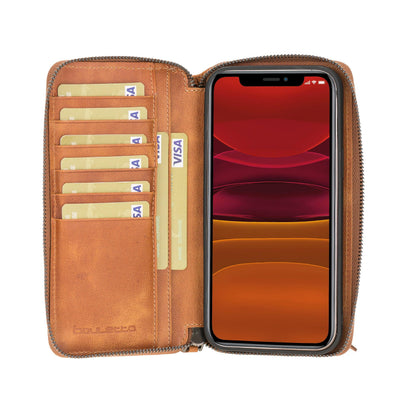 Bouletta Pouch Magic Wallet iPhone 12 Series Detachable and Zipper Leather Wallet Case - PMW I Phone 12 Pro Max Golden Tan