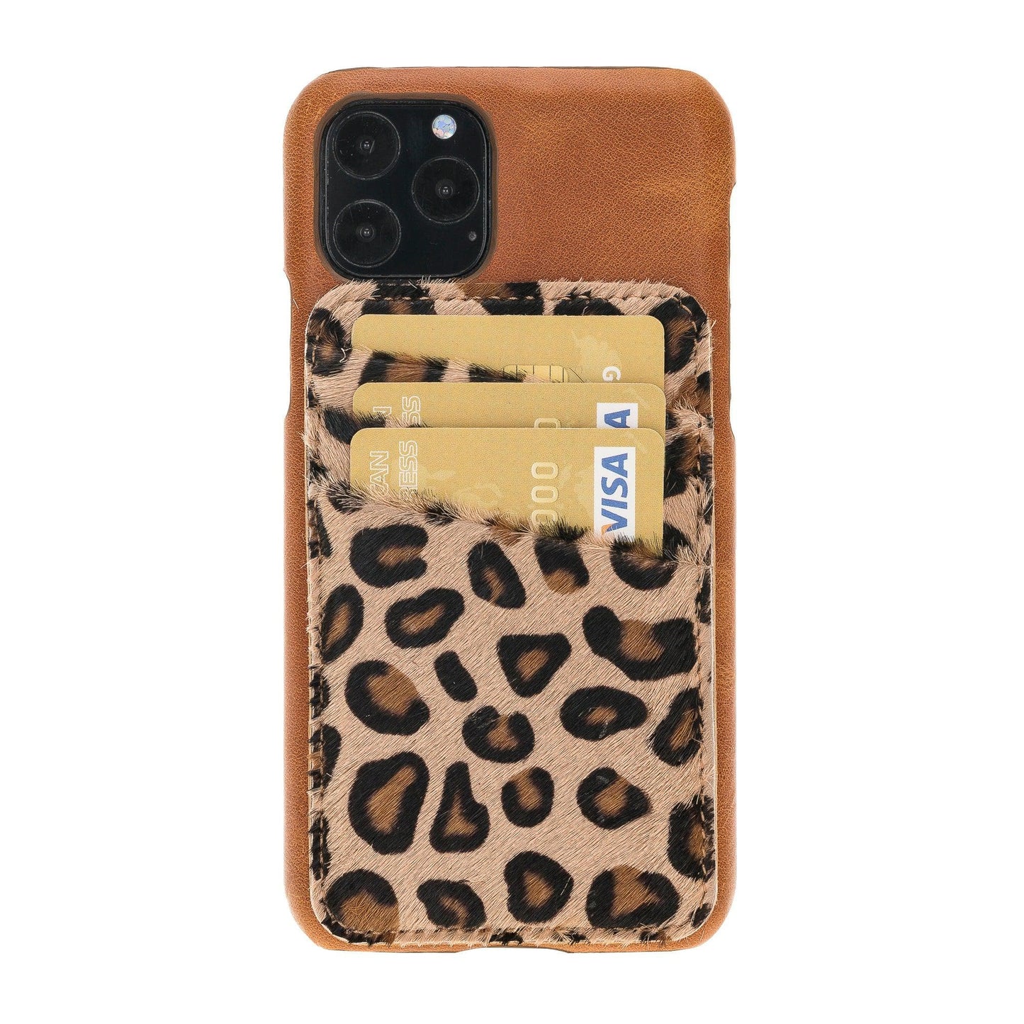 Bouletta Ultimate Jacket iPhone 11 Series Leather Case with Detachable Card Holder / UJ DE I Phone 11 Pro Max Golden Tan Leopard