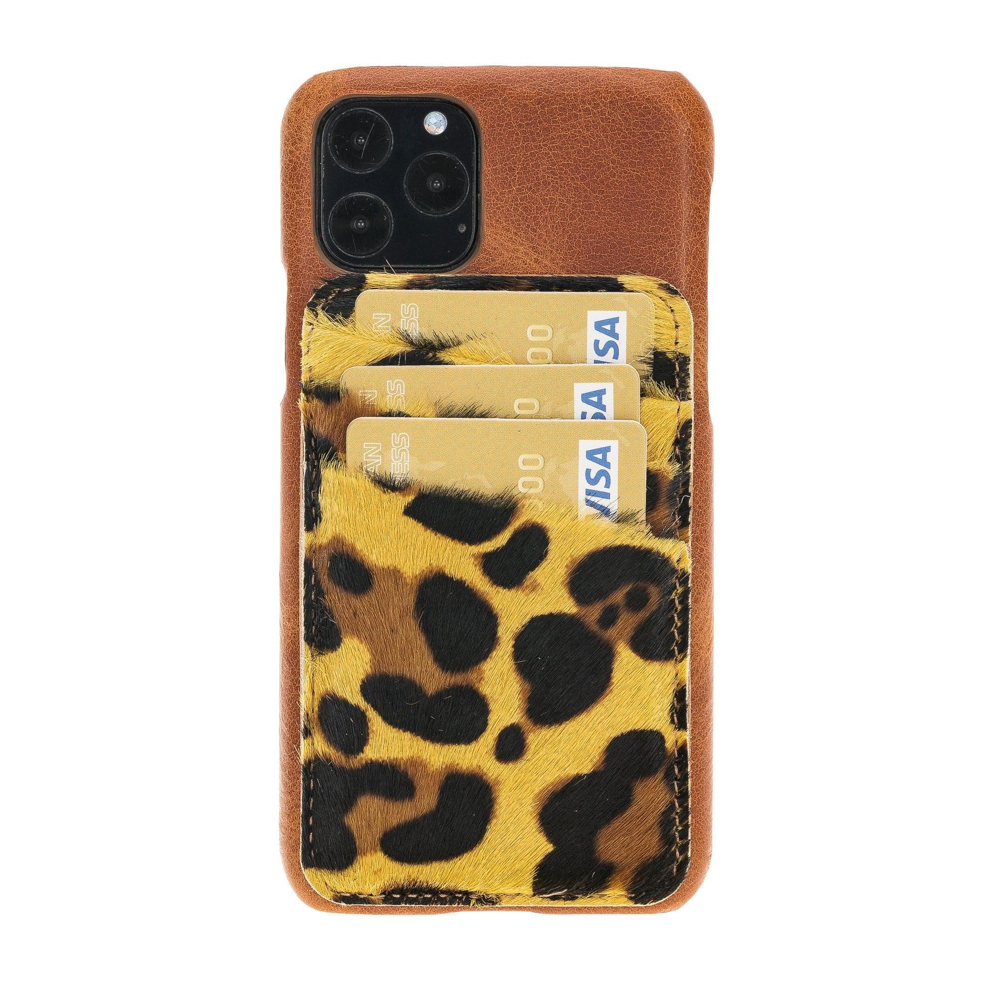 Bouletta Ultimate Jacket iPhone 11 Series Leather Case with Detachable Card Holder / UJ DE I Phone 11 Pro Max Tan Leopard