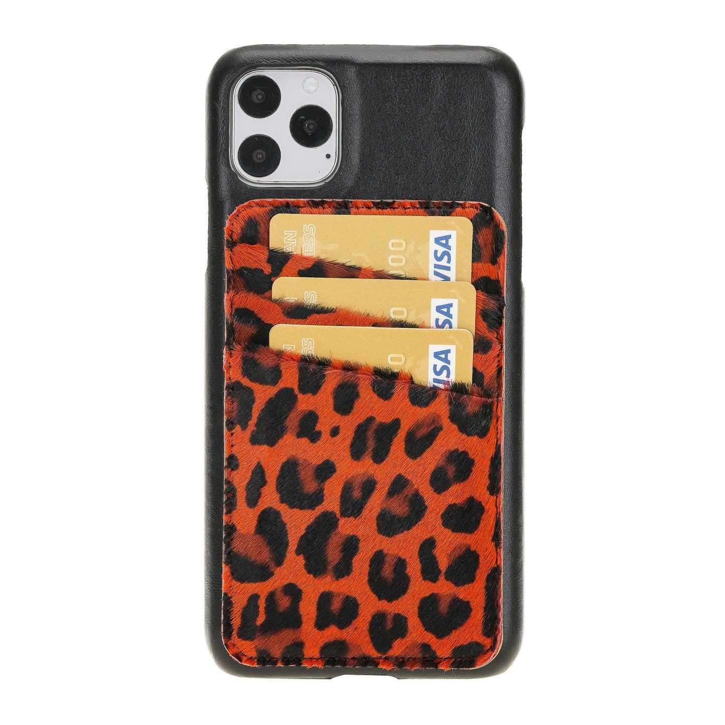 Bouletta Ultimate Jacket iPhone 11 Series Leather Case with Detachable Card Holder / UJ DE I Phone 11 Pro Max Black Leopard