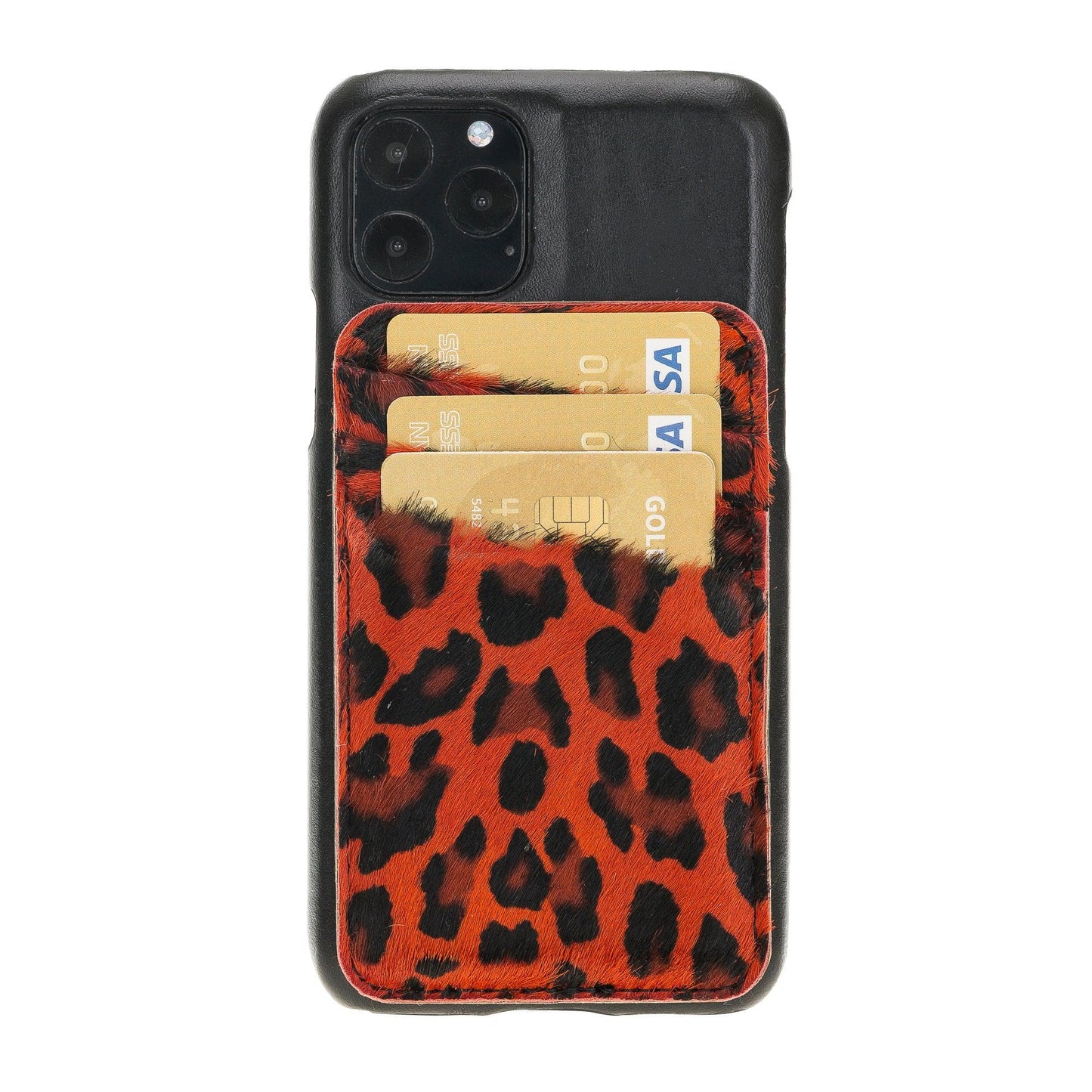 Bouletta Ultimate Jacket iPhone 11 Series Leather Case with Detachable Card Holder / UJ DE I Phone 11 Pro Black Leopard