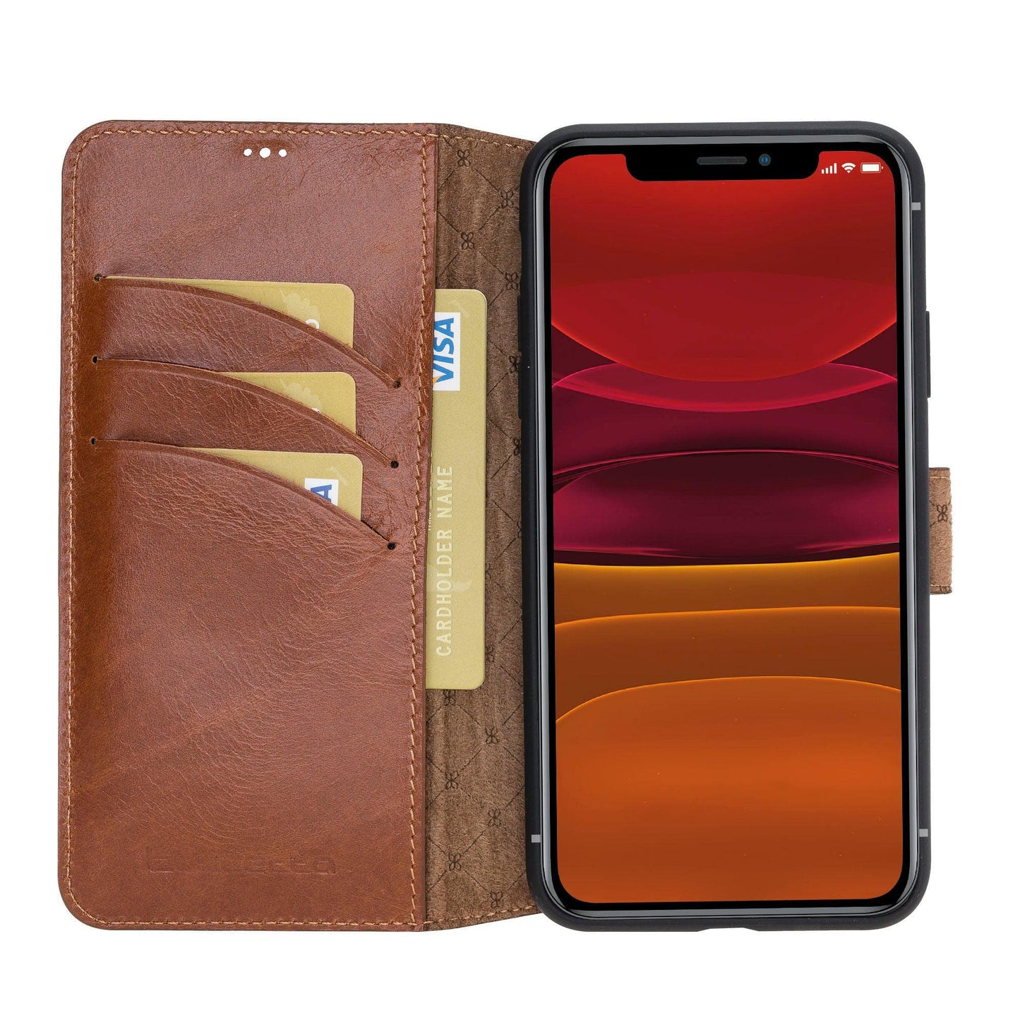 Bouletta Wallet Case iPhone 11 Series Non-Detachable Leather Wallet Case - WC İphone 11 Pro Max Tan