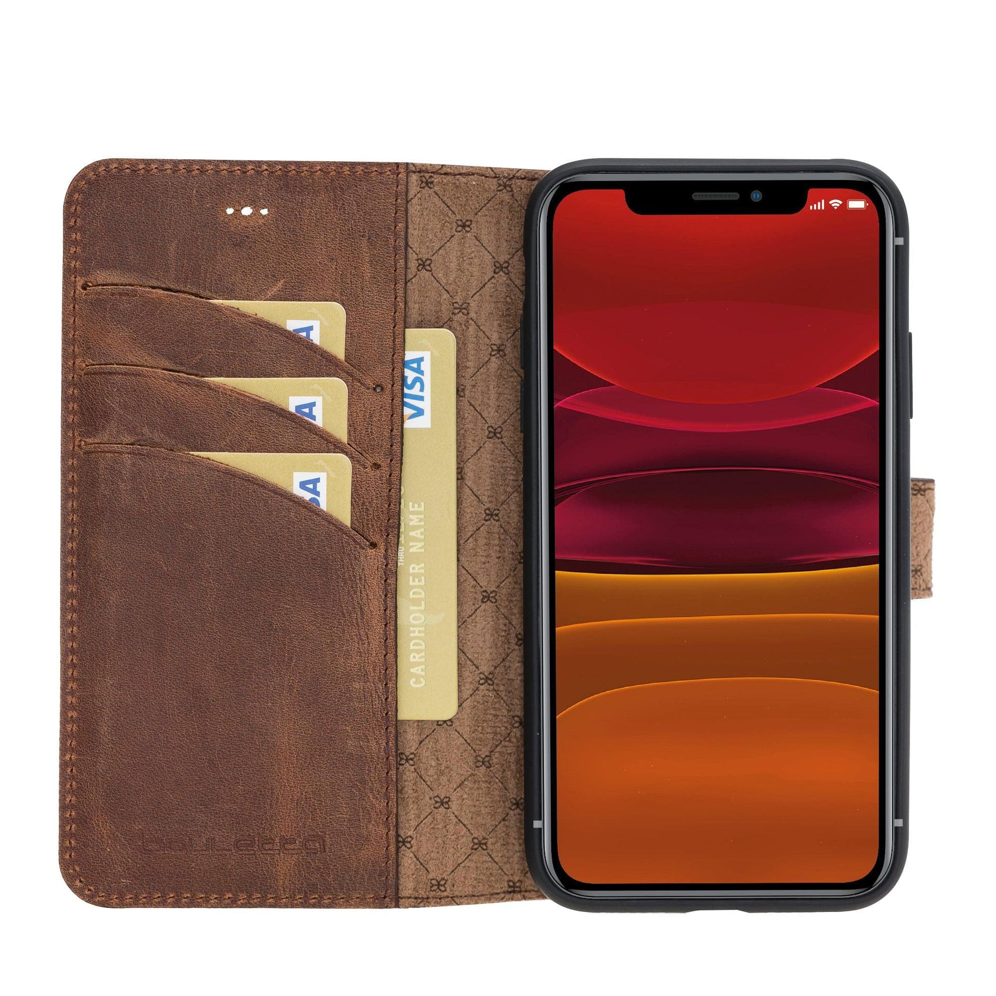 Bouletta Wallet Case iPhone 11 Series Non-Detachable Leather Wallet Case - WC İphone 11 Pro Max Saddle Brown