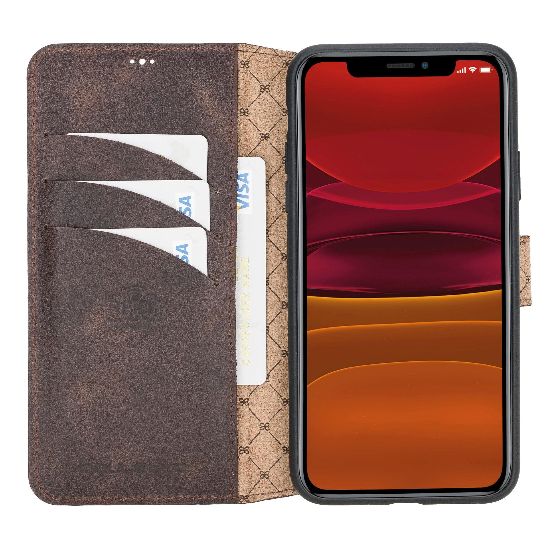 Bouletta Wallet Case iPhone 11 Series Non-Detachable Leather Wallet Case - WC İphone 11 Pro Max Brown