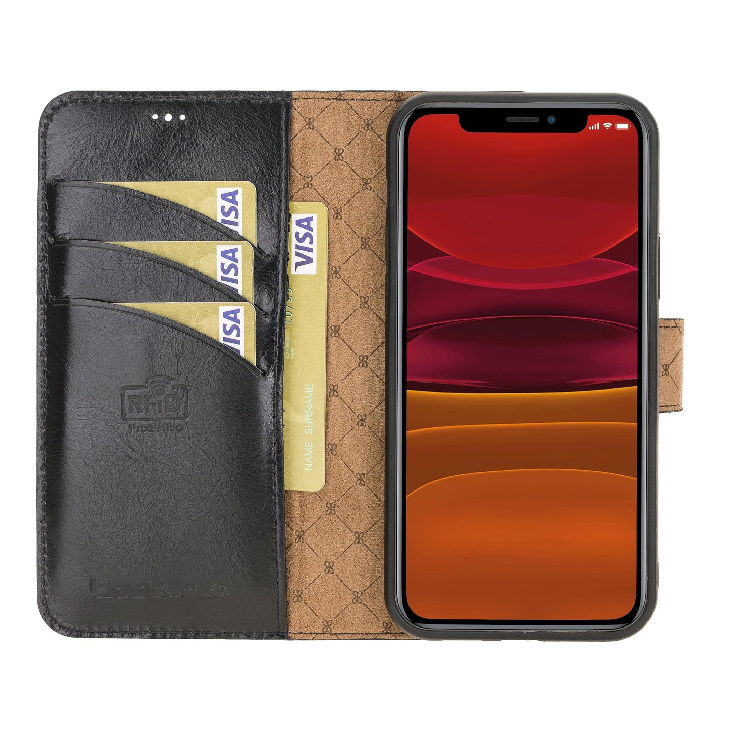 Bouletta Wallet Case iPhone 12 Series Non-Detachable Leather Wallet Case - WC I Phone 12 Pro Max Black