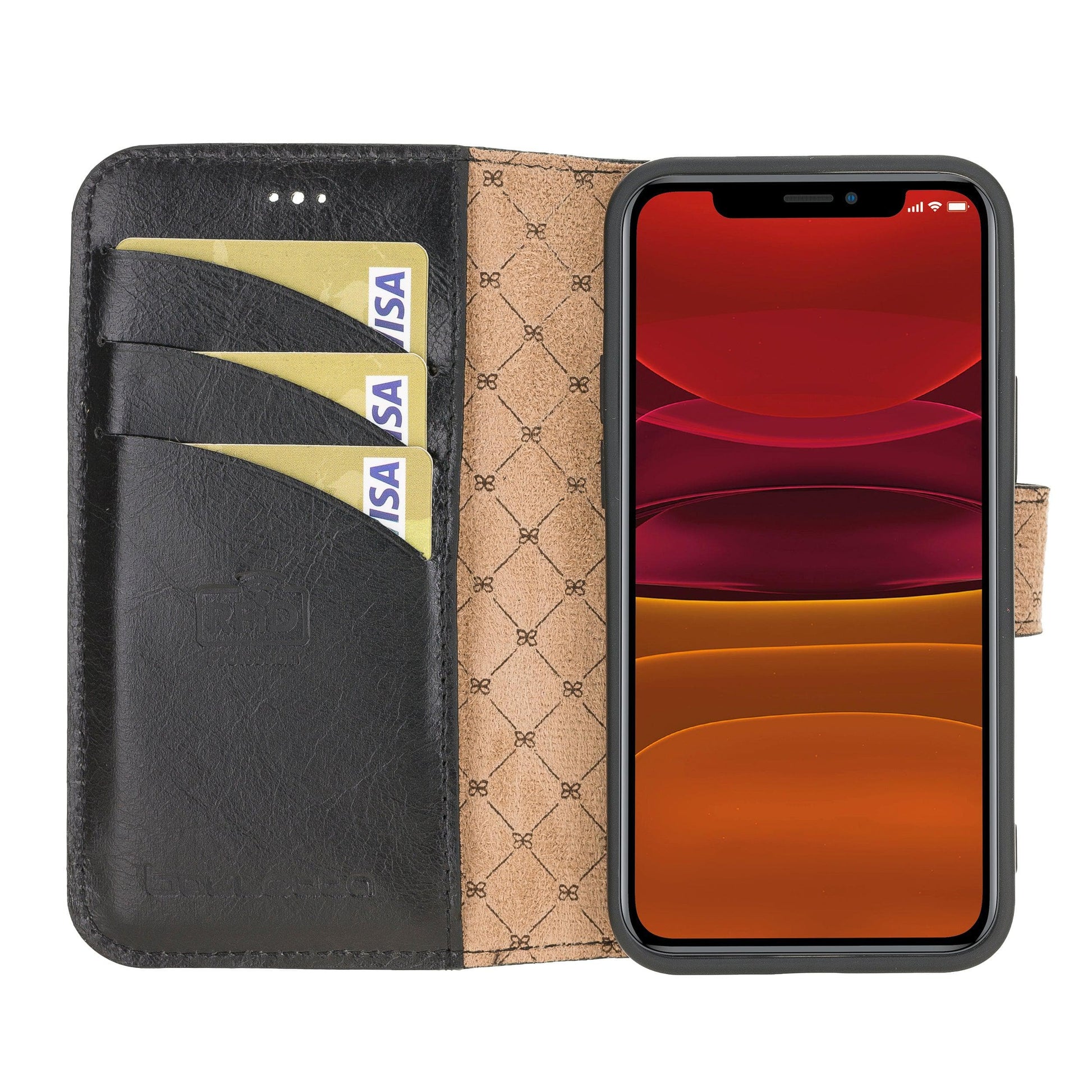 Bouletta Wallet Case iPhone 12 Series Non-Detachable Leather Wallet Case - WC I Phone 12 Mini Black