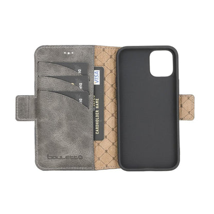 Bouletta Wallet Case iPhone 12 Series Non-Detachable Leather Wallet Case - WC I Phone 12 Mini Gray