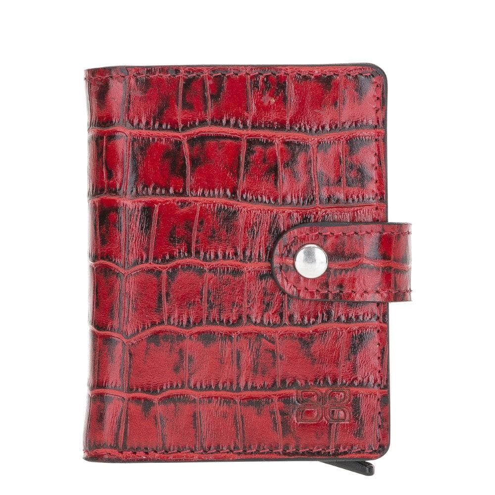 Bouletta Palermo Leather Zip Mechanical Card Holder Crocodile Red