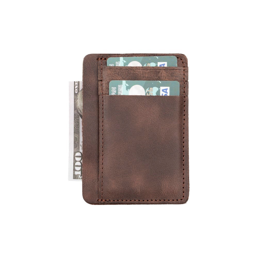 Bayelon Parma Genuine Leather Card Holder Saddle Brown