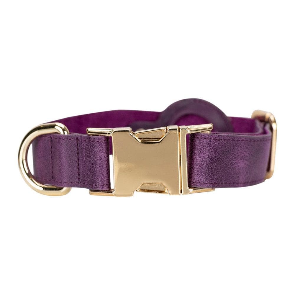 Bayelon Genuine Leather Pet Collar with Apple AirTag Slot