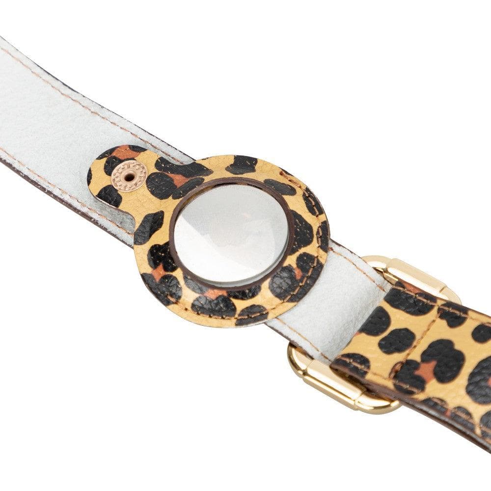 Bayelon Genuine Leather Pet Collar with Apple AirTag Slot