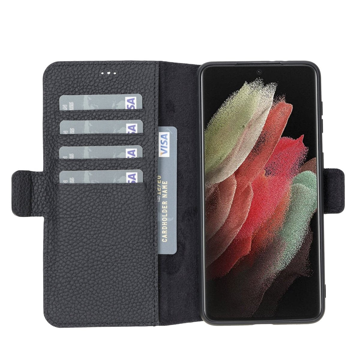 Bayelon Samsung Galaxy S21 Plus Leather Flip Cover Wallet Case #color_ Floater Black