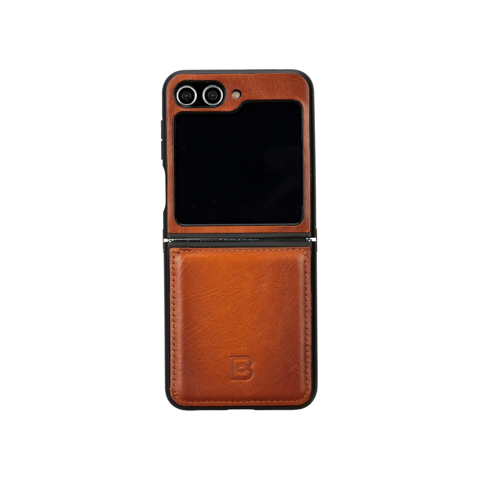 Bayelon Flex Cover Leather Case for Samsung Galaxy Z Flip 5 Tan