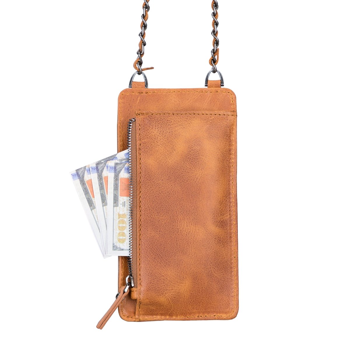 Bayelon Shoulder Strap Leather Wallet Case Compatible up to 6.9" #color_