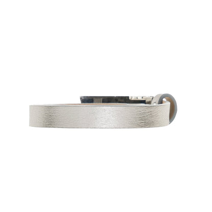 Bayelon Slim Leather Belt for Women / Shiny Silver #color_