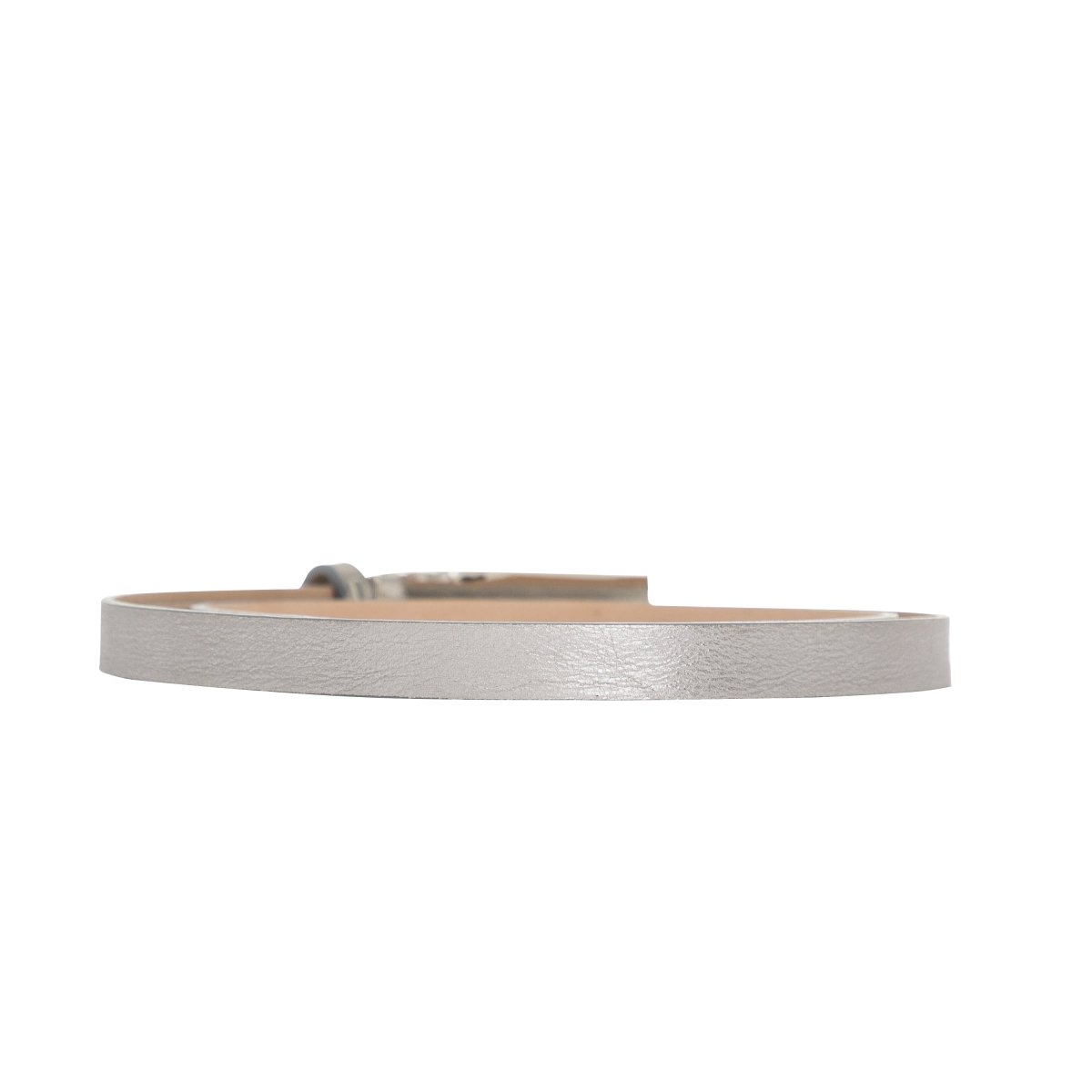 Bayelon Slim Leather Belt for Women / Shiny Silver #color_