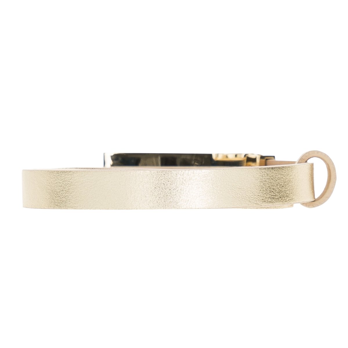 Bayelon Slim Leather Belt for Women / Shiny Silver #color_