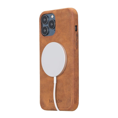 Bayelon iPhone 13 Slim Leather Case #color_ iPhone 13 Pro Max Antique Camel