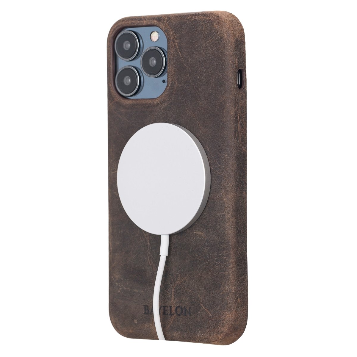 Bayelon iPhone 13 Slim Leather Case #color_ iPhone 13 Pro Max Dark Brown